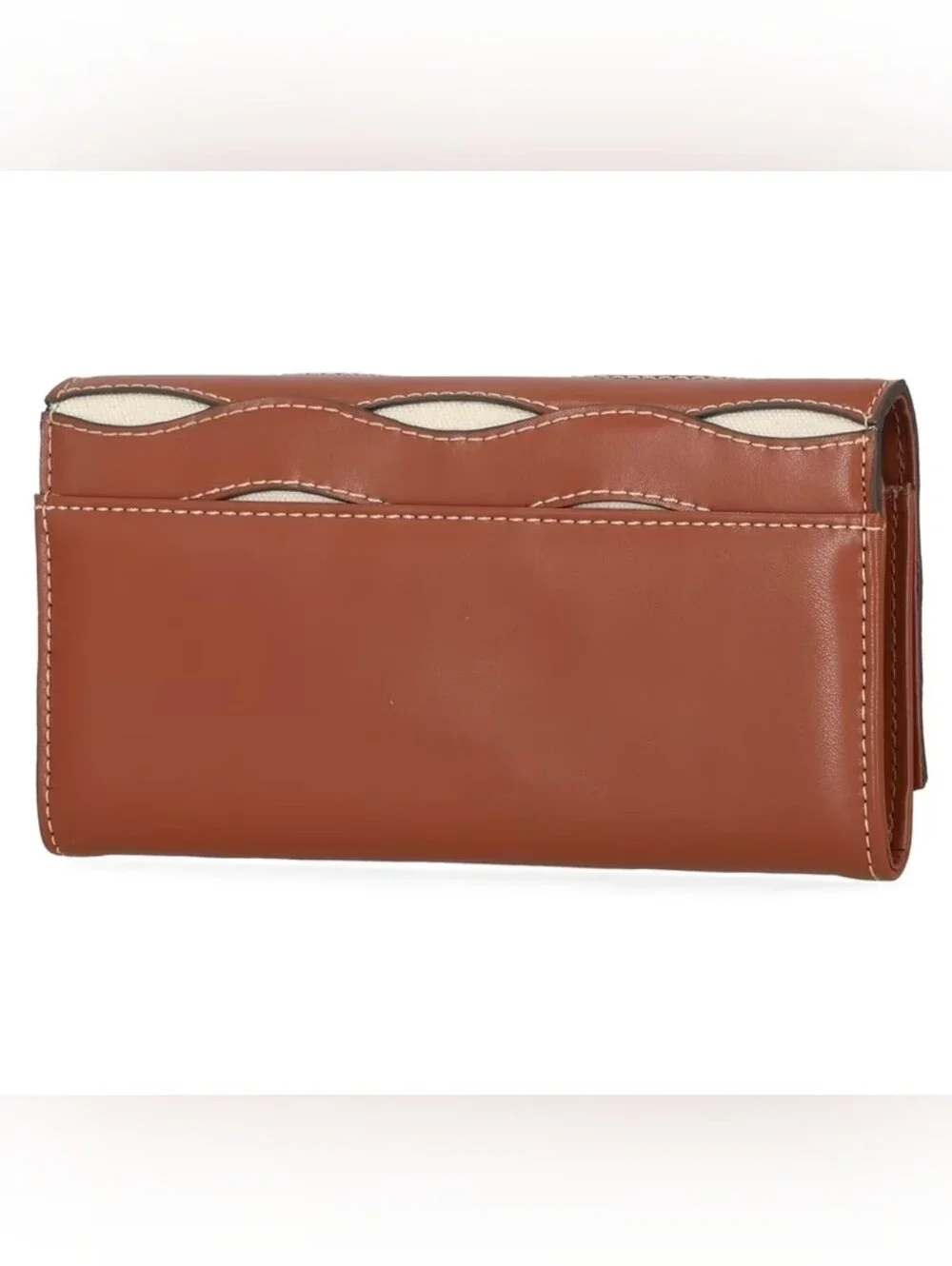 Free Assembly Women's Avery Cut Out Clutch Wallet In Cognac Brown & Cream NWT